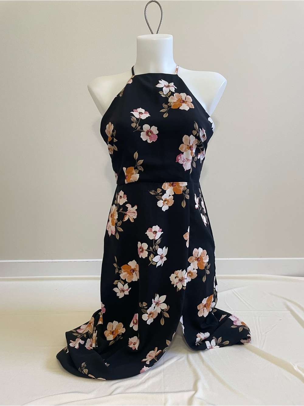 Dynamite Black Halter Floral Maxi Dress